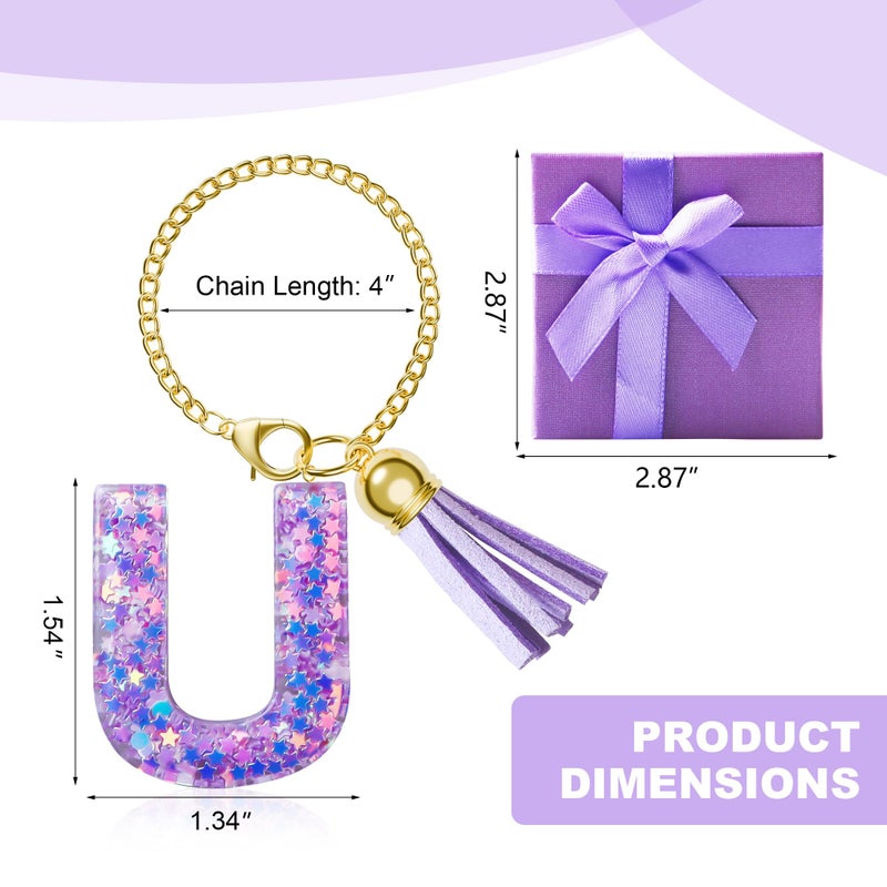 MOYOHIM Letter Charm for Stanley Cup, Cute Initial Keychain Charm for Handle, Purple Handle Accessories for Stanley Tumbler for Girls Women (Letter U) - Image 3